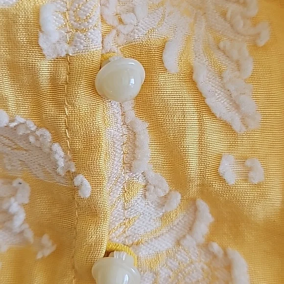 Anthropologie Yvonne Textured Button down yellow square neck flowy shirt XL - Picture 5 of 6